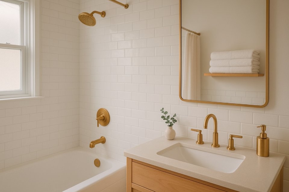 A pristine guest-ready vacation rental bathroom